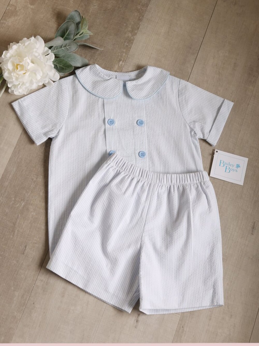 Blue Dressy Classic Shorts Set Bailey Boys Seersucker 3T Summer Spring NWT